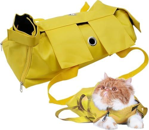 Cat Holder for Cutting Nails, Pet Cat's Restraint Bag for Claw Care Nail Trimming Anti-Scratching Grooming Bag for Cats Medical Examination, Cat Bag for Nail Trimming (Yellow)