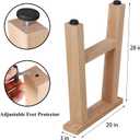 28" Wood Furniture Legs, Bench, Desk and Coffee Table Replacement Legs, Heavy Duty Furniture Feet, Square Unfinished Wooden Legs Set of 2, Home DIY Legs with Adjustable Levelers Screw-H Design, H28"×W20"