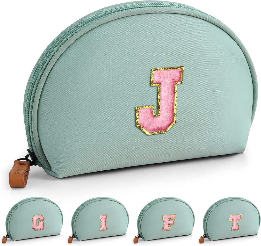 3 x Initial Makeup Bag, Birthday Gifts for Girls, Personalized Preppy Cosmetic Bag J