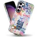 Mainrenka Summer Beach Case for Samsung Galaxy S23+ Plus, Aesthetic Cute Flower Bow Ocean Collage Phone Case Hybrid 2-Layer Hard Shell Shockproof Design Protective Cover Women Girls Mens