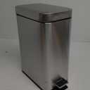 mDesign Rectangular Step-Open Wastebasket Trash Can - Brushed Stainless Steel (1.3 gallon)