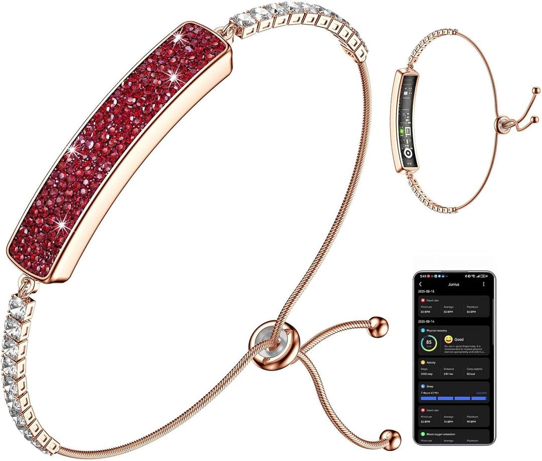 Zyee Syee Fitness Tracker with Sleep Tracking, 24/7 Activity Tracker, Step Tracker, Heart Rate, Blood Oxygen, Stress Management, 5ATM Waterproof, No Subscription Fee for iOS & Android (Rose Gold&Red)