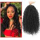 8 Packs Curly Faux Locs Crochet Hair, 14 Inch Goddess Locs Crochet Hair, Hippie Locs Braids Hair Extensions (14Inch, 8Packs, 1B)