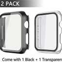 4 x Misxi 2 Pack PC Case with Tempered Glass Screen Protector Compatible with Apple Watch SE 3 (2025) SE 2 SE Series 6 Series 5 Series 4 40mm, Shockproof Protective Cover for iWatch, 1 Black + 1 Transparent