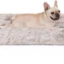 Bedfolks Plush Waterproof Dog Crate Bed, Faux Fur Kennel Pad, 35"x23", Brown