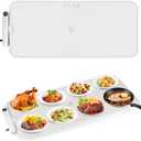 Warming Mat for Food Extra Large, MUZAMOX Graphene Warming Plate for Food with Rapid and Even Heating, Dishwasher-Safe Silicone Food Warming Mats for Countertop and Buffets Party - Gray, 36" x 16"