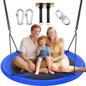 Everyfun 43" Saucer Tree Swing for Kids Adult, 700lbs Weight Capacity, Waterproof Flying Saucer Swing with Adjustable Hanging Straps, Swing Seats for Backyard Outdoor Indoor Playground, Blue