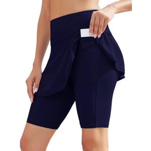 WOWENY Women's Swim Skirts Swimsuit High Waist Swimming Skorts with Shorts Bikini Bottoms with Pocket Bathing Suit Bottoms (Medium)