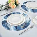 Marble Round Placemat Set of 4 Elegant Linen Table Mats for Dining, Heat Resistant, Stain Resistant Perfect for Dinner Parties, Restaurants, and Everyday Use