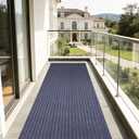 Stripe Runner Rug 2 x 6 ft Indoor Outdoor, Gray Non Slip Rubber Backing, Waterproof Low Profile Area Runner for Hallway, Entryway, Kitchen, Patio, Garage, Stairs & Laundry