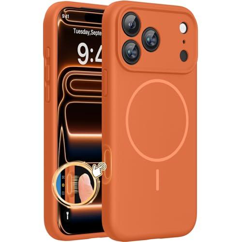 Miracase Magnetic for iPhone 17 Pro Max Case, Compatible with MagSafe, Integrated Silicone Camera Control Cover, 3.0mm Thicken Shockproof Drop Protection Phone Case for 17 ProMax, Orange