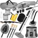 Viewsun 21Pcs Car Cleaning Kit with High Power Handheld Vacuum, Car Wash Mop with Long Handle, Bucket, Detailing Brush Set, Windshield Cleaner, Complete Interior Exterior Washing Supply for Men Women