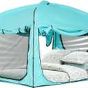 Bed Tent,Portable Privacy Sleeping Bed Canopy,Blackout 90% Drapes for Kids and Adult,Indoor Space Tent with Breathable Large Mesh Windows (Full, TEAL)