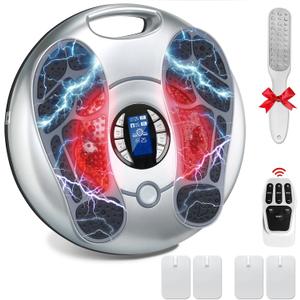 EMS Foot Massager for Neuropathy, TENS Electronic Muscle Circulation Stimulator with 4 Electrode Pads,Relieves Swelling, Fatigue, Plantar Fasciitis Silver EMS Foot Massager for Neuropathy, TENS Electronic Muscle Circulation Stimulator with 4 Electrode Pads,Relieves Swelling, Fatigue, Plantar Fasciitis Silver