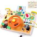 Busy Board for Toddlers - Montessori Educational Toy for 1-3 Year Old Boys & Girls | Travel-Friendly Sensory Learning Activity | Ideal for Kids with Autism(Busy Board v6)