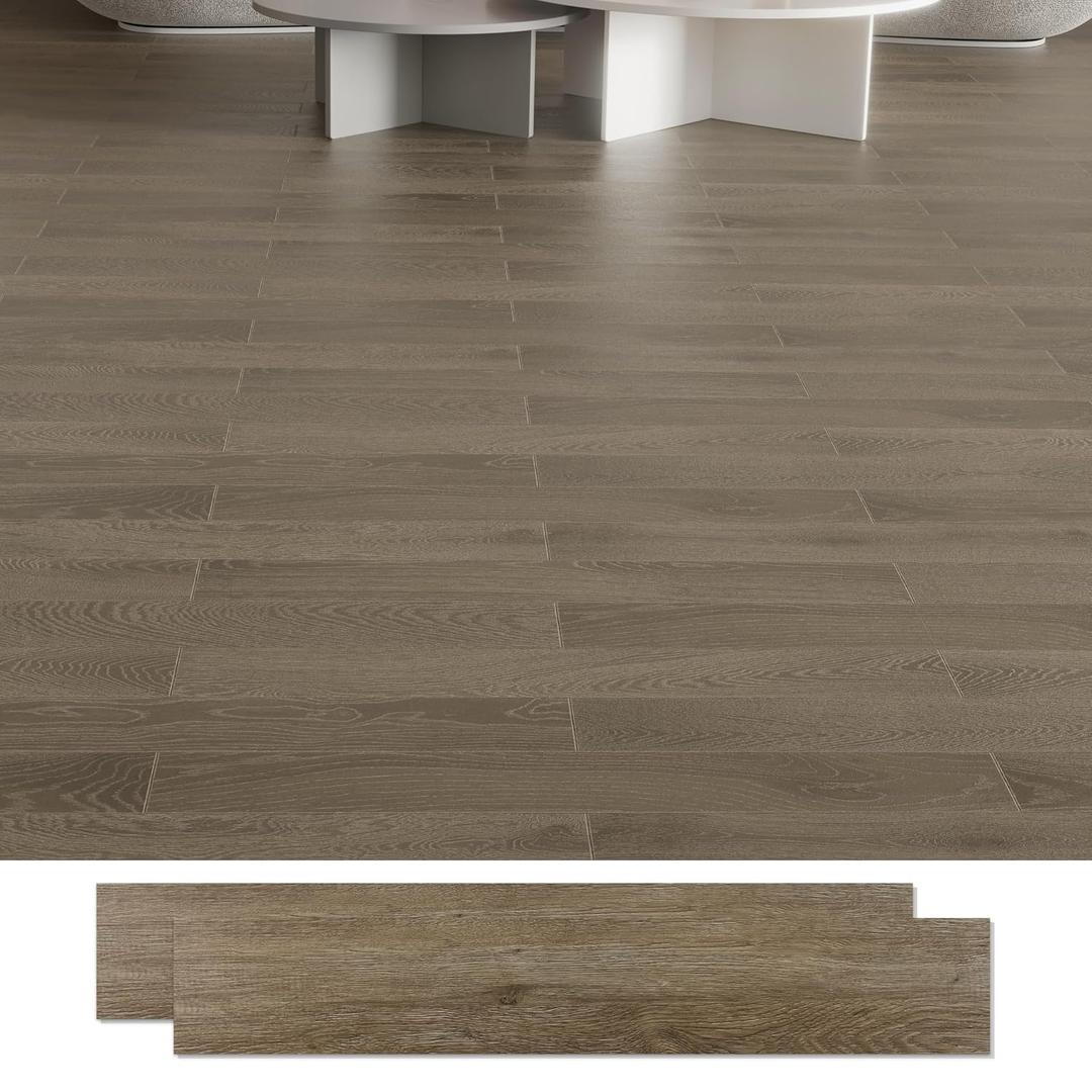 RORA Peel and Stick Floor Tile, 36-Pack 54 SF, Wood Plank Waterproof Vinyl | Self-Adhesive, Removable Floor Tiles for Living Room, Bedroom, Kithen, Bathroom, Basement, DIY Home Decor