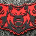 1pc New Big Size Wolf Pack Badges Emblems 6.5 inch 3D Front Logo Replacement for Tsla Cybertruck 2024 Car Truck Motorcycles Side Rear Styling Decal Sticker Universal Car (Redline)