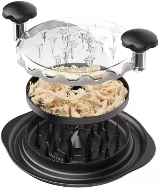 Chicken Shredder Large Chicken Breast Shredder Tool Twist with Brush&Fork, Visible Meat Shredder Machine, Strong Anti-Slip Strip, Ergonomic Handle, BPA Free, Suitable for Pork Beef Chicken (Black)