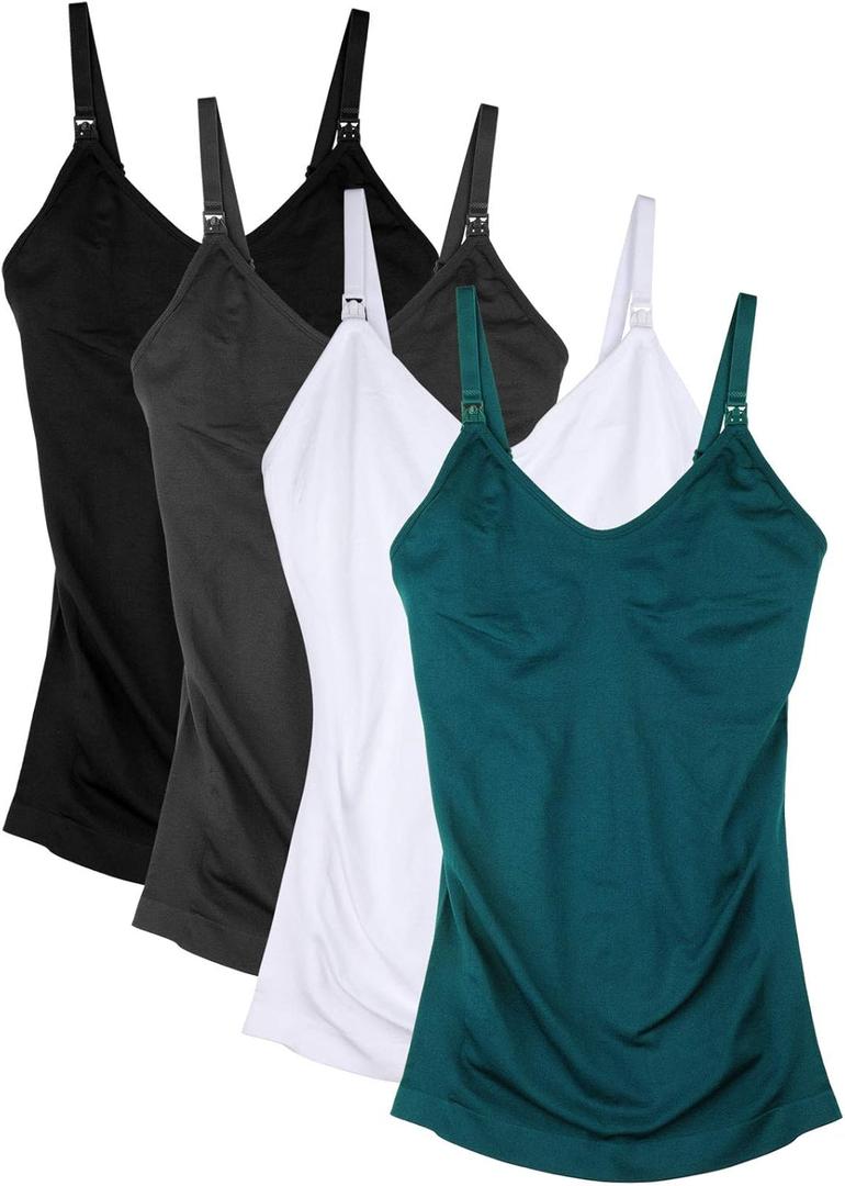 Womens Maternity Nursing Tank Cami for Breastfeeding with Adjustable Straps Large