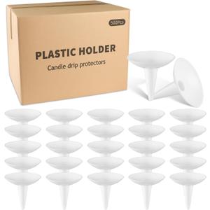 Set of 500 Candle Drip Protectors - Reusable Wax Catchers for Weddings and Events - White