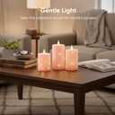 Amagic Flameless Candles with Embedded String Lights, 11-Key Remote & Timer, 3D Wick Real Wax Battery Operated Flickering Led Pillar Candles for Home, Lantern Decor, Set of 3, Pink