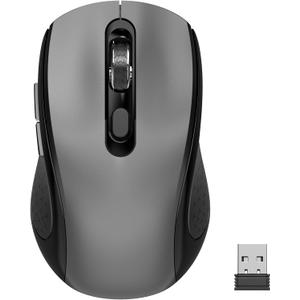 Wireless Mouse with Side Buttons, 2400 DPI, Anti Slip Scroll Wheel, Suitable for Laptops, PCs, Chromebook, Mac, MacBook, Mouse With USB Nano Receiver, 6-Button Wireless Computer Mouse - Gray (Grey)