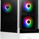 GAMDIAS White RGB Gaming ATX Mid Tower Computer PC Case with Side Tempered Glass Panel and a Magnetic Dust Filter & 3 Built-in 120mm ARGB Fans
