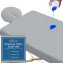 Waterproof Massage Table Cover, Massage Table Sheets Set 2- Piece Include Massage Fitted Sheet and Face Cradle Cover Ultra Soft & Skin-friendly Fit Massage Table & Facial Bed, Grey, 36777