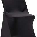 Howhic Folding Chair Covers for Party - 12pcs, Black Universal Spandex Fitted Chair Covers for Wedding, Banquet, Conference