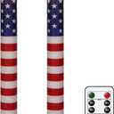 Wondise Patriotic Flameless Taper Candles With Remote & Timer - Red White and Blue Battery Operated Real Wax LED Flag Candles for Independence Day Decoration
