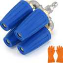4-in-1 Turbo Nozzle Pressure Washer Tip with Gloves, 2.5 Orifice Quadruple Turbine Nozzle, 360 Rotating with 1/4" Quick Connector for Pressure Washer, 4000 PSI