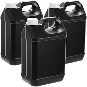 Hacaroa 3 Pack Plastic Engine Oil Jugs with Lid, 1 Gallon F-style Storage Container with Ergonomic Handle, Black Empty HDPE Bottle Jug for Motor Oil, Bleach, Detergent, Lubricant