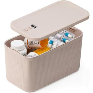 Lockable Storage Box,Medicine Lock Box Travel Case,Refrigerator Bin Container for Food,Medicines,Snacks,Locking Mobile Cell Phone Device Jail,Lockbox for Office,Home,School,Father Gift (Cream Plus)