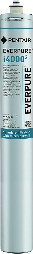 Everpure EV9612-32 i4000 2 Filter Cartridge,  Product Dimensions 3.5"D x 3.5"W x 25"H, 
InsurIce i40002 Water Filtration Cartridge