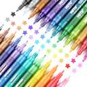 Glitter Markers Pen: 24 Sparkly Colors Metallic Marker 0.7mm Extral Fine Tip Acrylic Glitter Paint Pens for Rock Painting, Ceramic, Glass, Wood, Fabric, Scrapbooking, DIY Craft Making