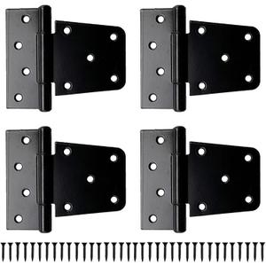 4 Pack 3.5 Inch Door Hinges Shed Hinges Heavy Duty Gate T Hinges Black Finish with Screws