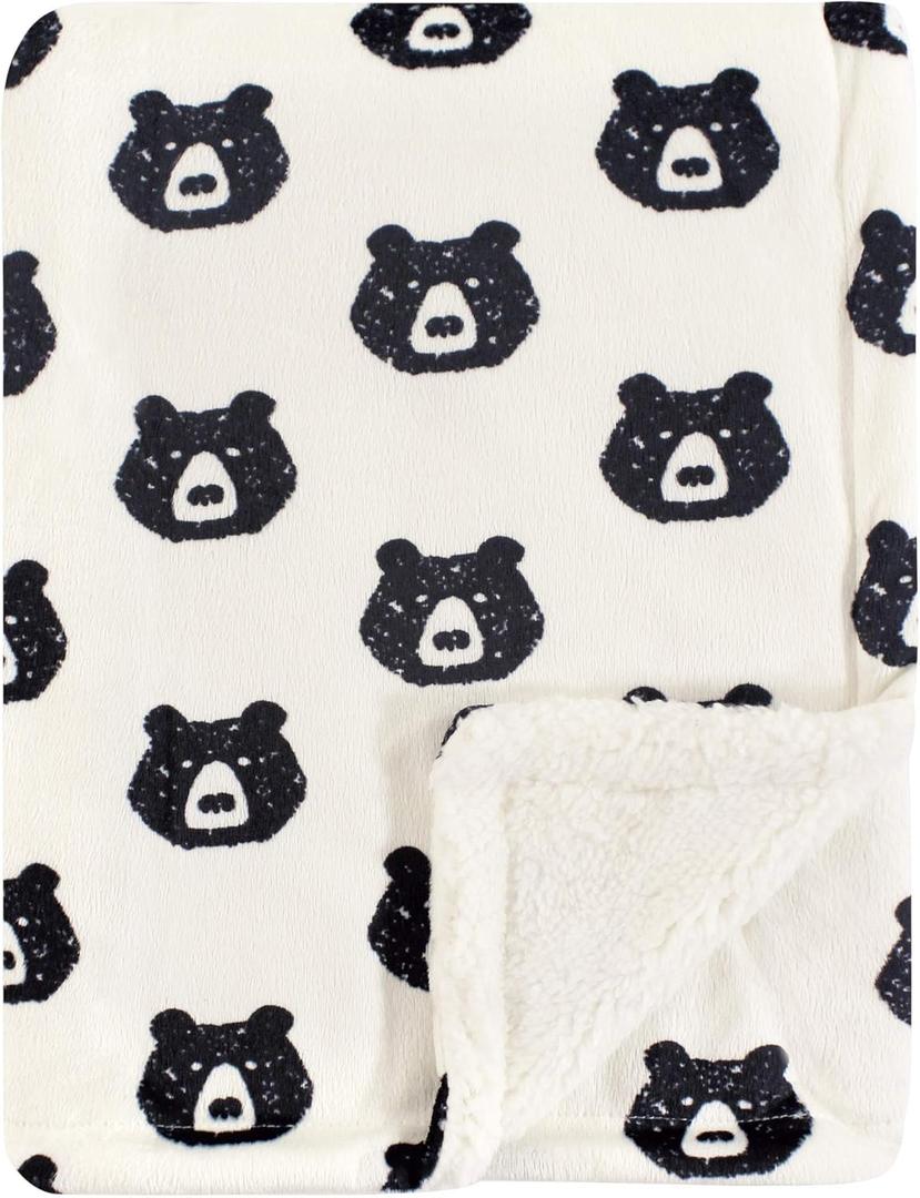 Yoga Sprout Mink Blanket with Sherpa Backing, Bear (One Size)