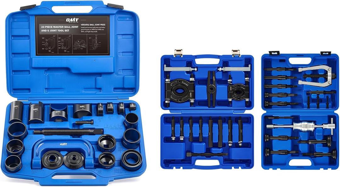 Orion Motor Tech Master Ball Joint Press Kit & 30 pc. 2-in-1 Bearing Puller Tool Set for Wheel Bearing Bushing Axle, Bundle