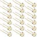 WILLBOND 18 Pcs Pearl Hair Pins Bridal Wedding Hair Accessories Rhinestone Crystal Bobby Clips for Brides Bridesmaids Flower Women Girls Decorative(Gold)
