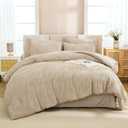 Andency Bed in a Bag King Khaki- 7 Pieces King Size Comforter Set Bedding Comforter Sets, Tufted Lightweight Fluffy Bed Set with Comforter, Sheets, Pillowcases & Shams for All Season Khaki, King (104"x90")