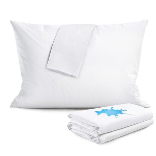 FAUNNA Waterproof Zippered Pillow Protectors,100% Cotton Standard Size Pillow Covers, Anti-Dust, Stain and Sweat Resistant, Ultra Soft and Breathable Pillowcases(Upgraded)