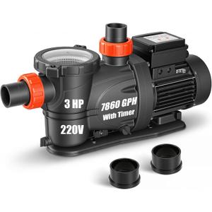LEO In/Above Ground Pool Pump High Flow Powerful Self Priming Pool Pump,Light Black
