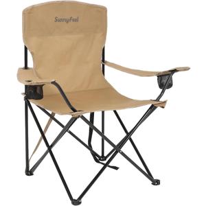 SUNNYFEEL Portable Camping Chair 300LBS for Adults with Carry Bag, Brown, 37.40" W x 22.64" D x 38.19" H