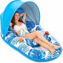 Jasonwell Pool Float with Canopy - Inflatable Pool Floaties Adult Lounger Floats Raft Floating Chair with Cup Holders for Swimming Pool Lake Water Lounge Float Beach Pool Party Toys for Adults (Blue)