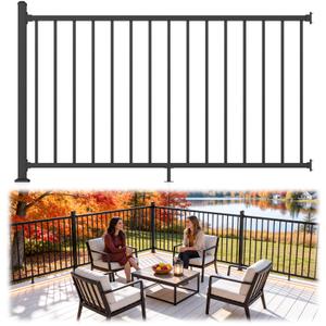 Wqeya 2 in. x 2 in. x 48 in. Aluminum Stair Railing Post Includes Two Screw Types, AAMA 2604-Grade Textured Black Finish for Outdoor Stairs, Porch & Decks (1 x 48in Post)