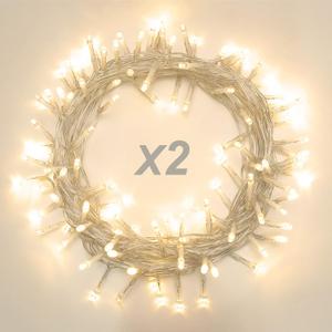 2 Pack 22.6ft 66 Led Battery Powered String Lights, IP65 Waterproof 8 Modes Twinkle Fairy Lights with Timer for Bedroom, Garden, Party, Christmas Tree Indoor Outdoor DecorationsWarm White