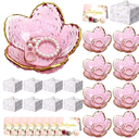 Quelay 8 Set Flower Ring Dish Jewelry Tray with Box and Greeting Card, Small Glass Trinket Tray for Rings Earrings Jewelry Room Decor Gifts for Women Mom Wife Daughter (Purple)