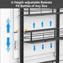6-Tier Over The Door Spice Rack, Large-Capacity Adjustable Hanging Pantry Organizer 3 Size Baskets, No-Sway No-Drill Door Mount, Heavy-Duty Rustproof Steel, 15.75 Wide, Black