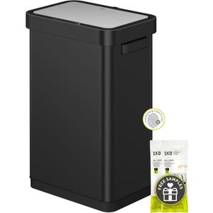 EKO Deluxe Mirage-T 50 Liter / 13.2 Gallon Touchless Rectangular Motion Sensor Trash Can, Matte Black Stainless Steel Finish