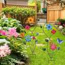YEAHOME Garden Decor for Outside, 2 Pack 37“ Metal Butterfly Garden Stakes, Spring Wall Decor, Colorful Look & Personalities Flowers Yard Art for Outdoor Lawn Backyard Porch Patio Home Decorations